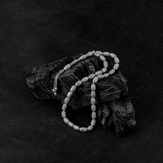 Kalem İşlemeli 925 Ayar Gümüş Tesbih