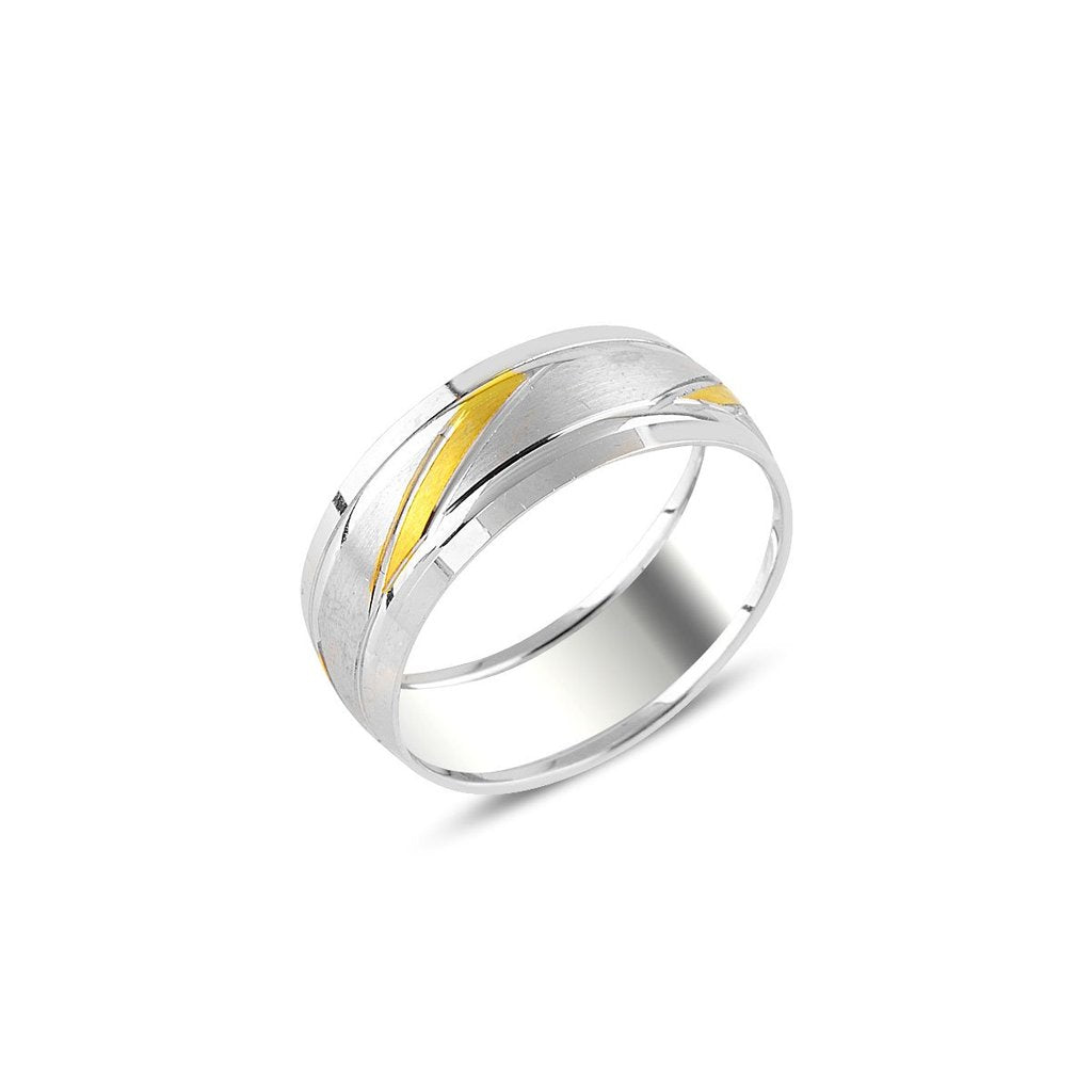 Şerit Model Altın Kaplama Gümüş Alyans