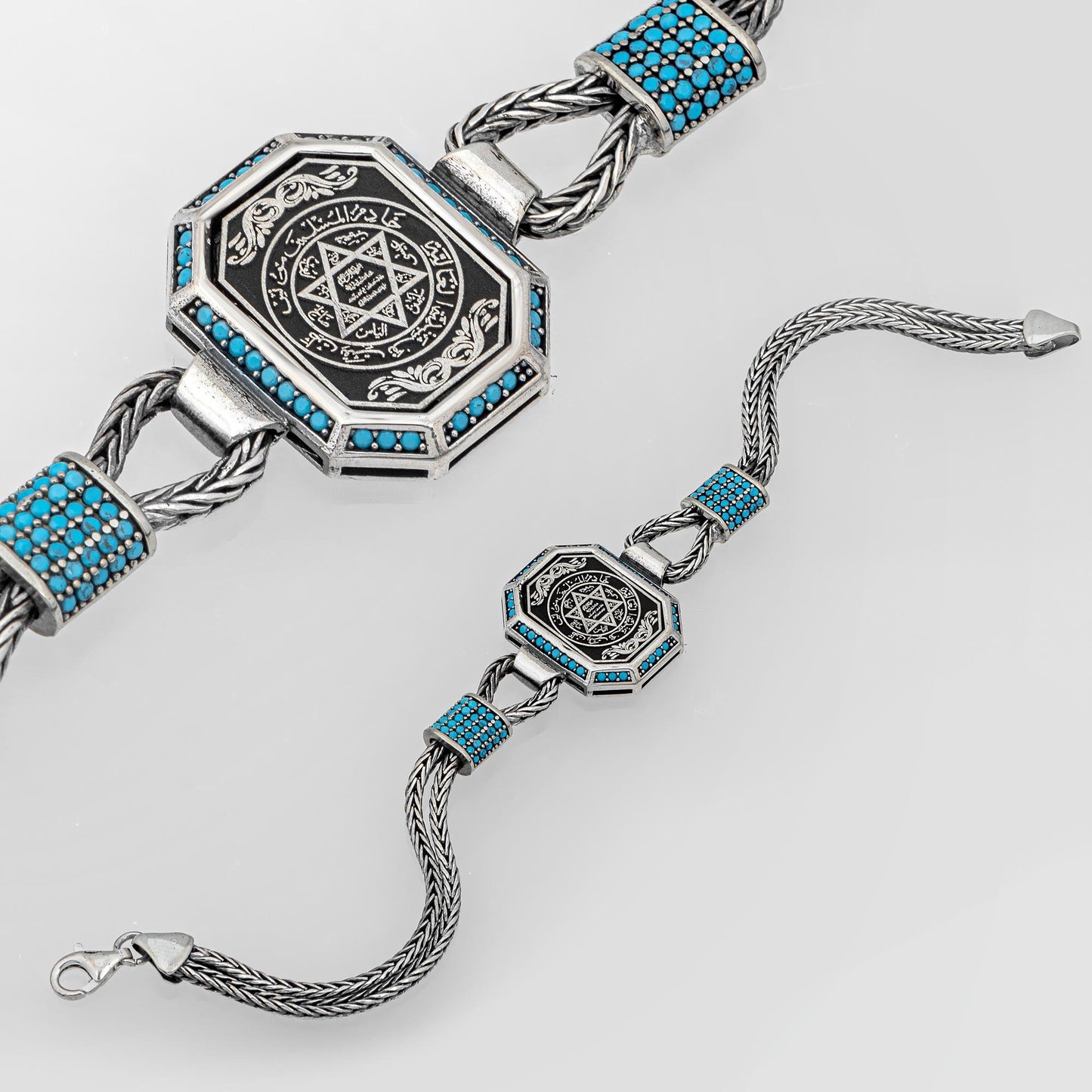 Süleyman Mührü İşlemeli 925 Ayar Gümüş Bileklik