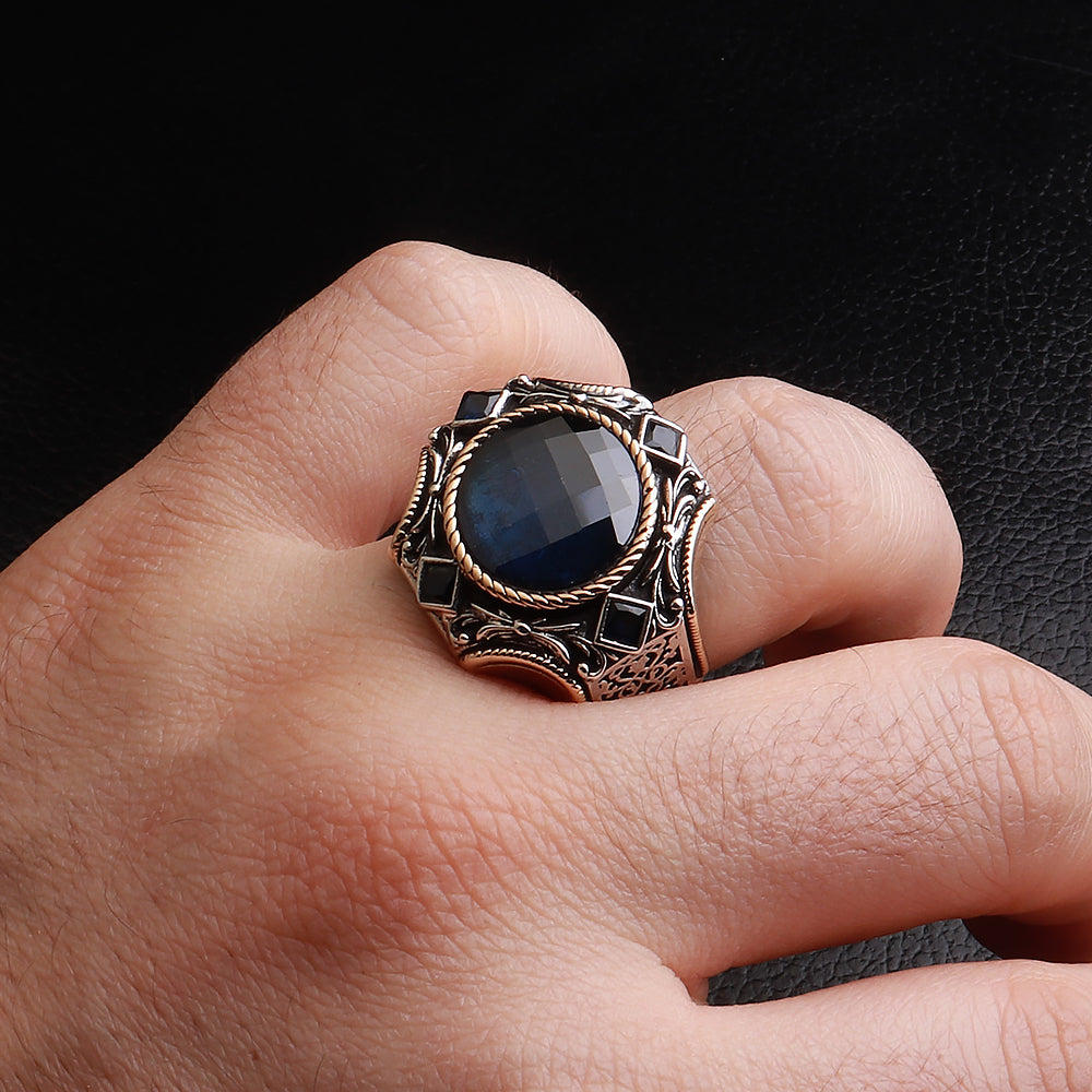 Göktuğ Serisi Safir Taşlı 925 Ayar Gümüş Yüzük