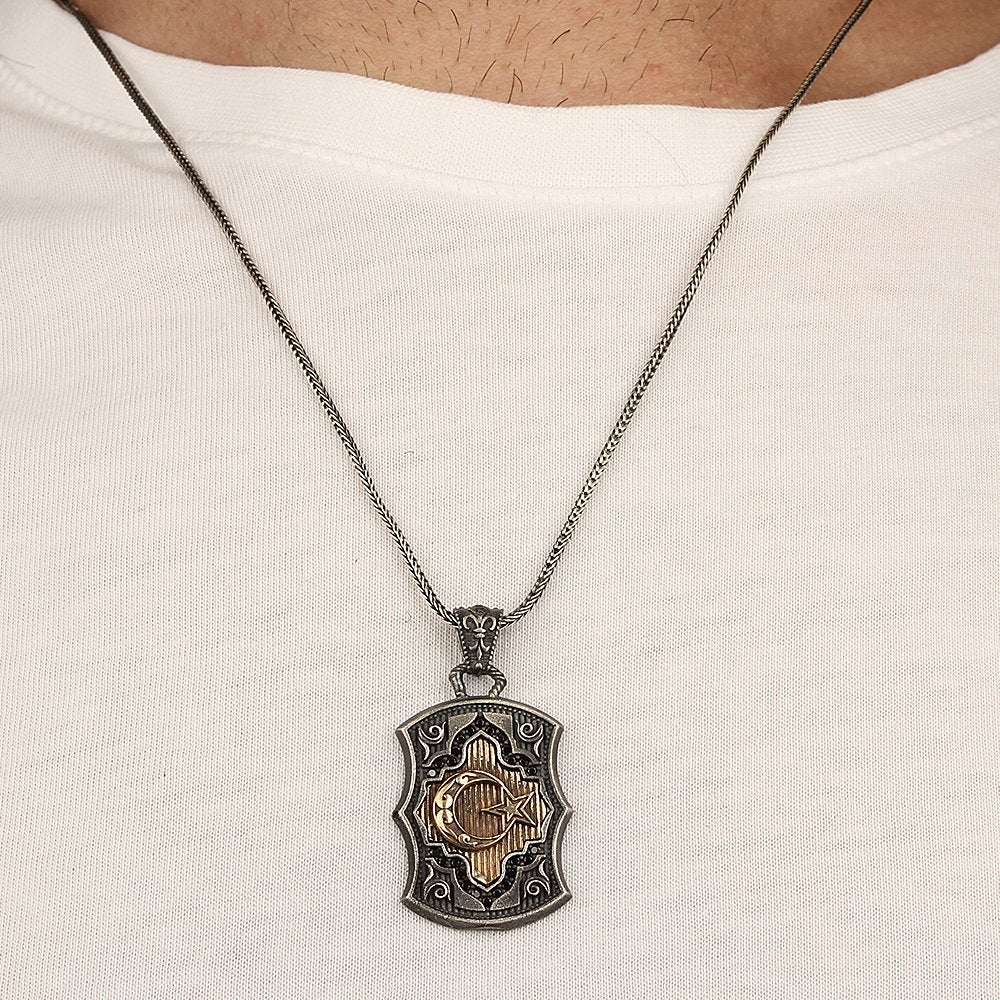 Ayyıldız Model 925 Ayar Gümüş Erkek Kolye
