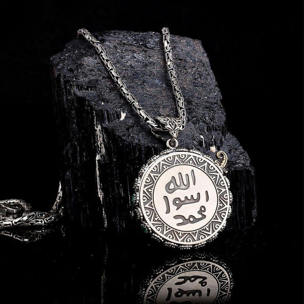Özel Seri Mührü Şerif İşlemeli Madalyon Gümüş Kolye