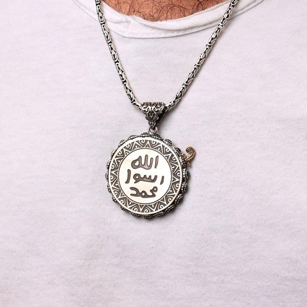 Özel Seri Mührü Şerif İşlemeli Madalyon Gümüş Kolye