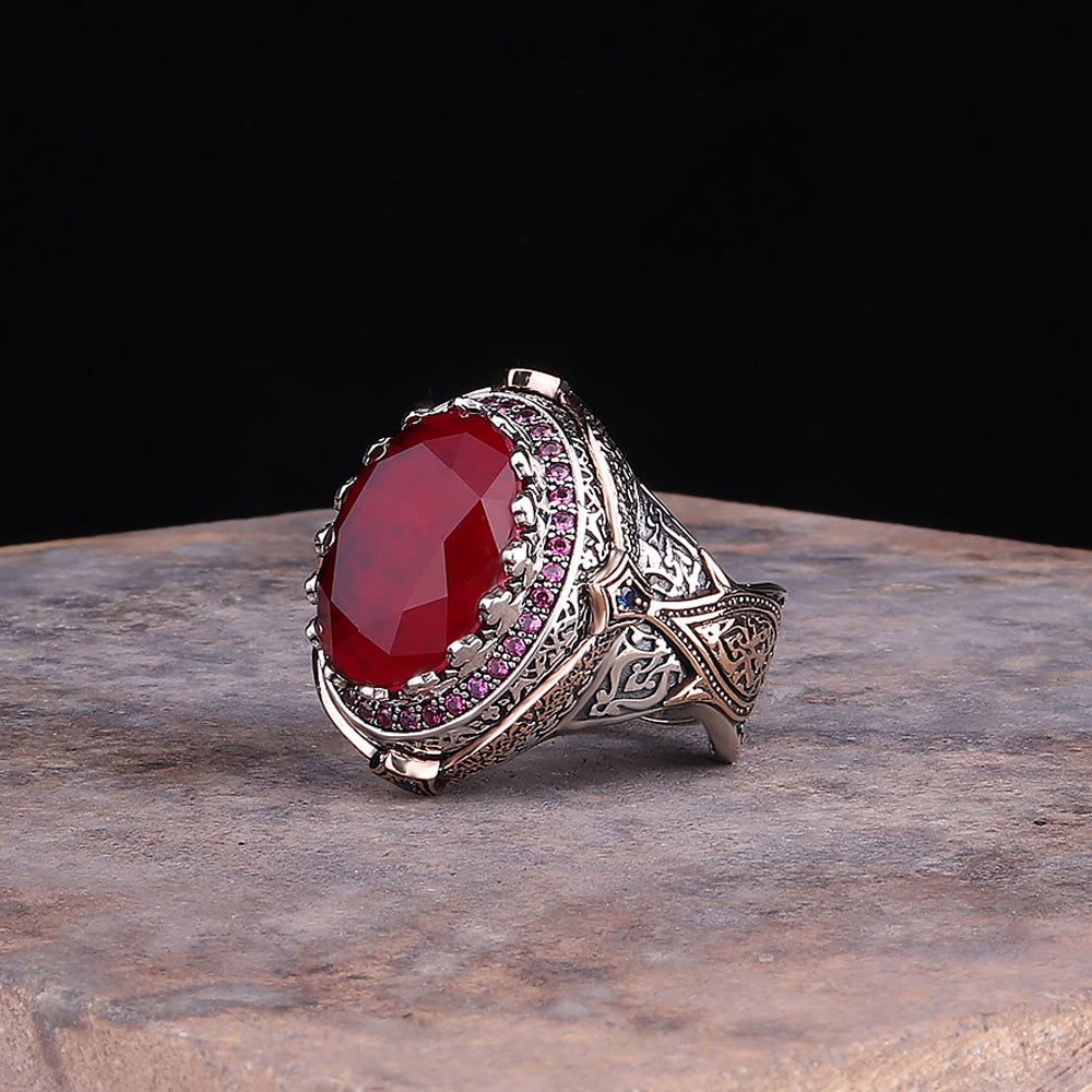 Sultan Serisi Paraiba Taşlı 925 Ayar Gümüş Yüzük