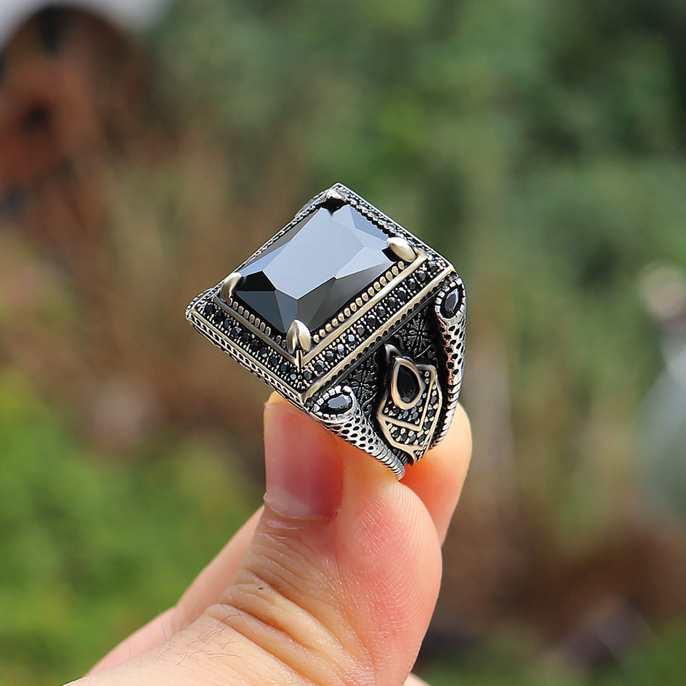 Zirkon Taşlı 925 Ayar Gümüş Erkek Yüzüğü