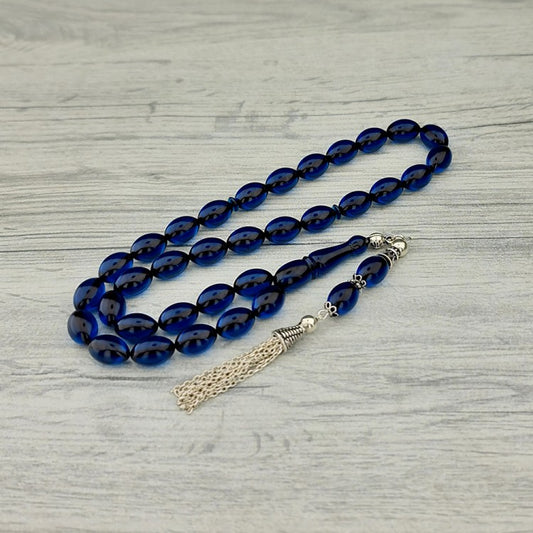 925 Ayar Gümüş Püsküllü Ateş Kehribar Tesbih