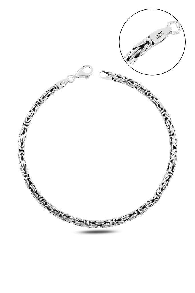 3,5 mm Kral Zincir 925 Ayar Gümüş Bileklik
