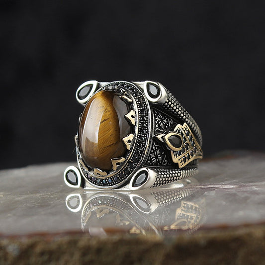 Kaplangözü Taşlı 925 Ayar Gümüş Erkek Yüzük