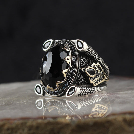 Siyah Zirkon Taşlı 925 Ayar Gümüş Erkek Yüzük