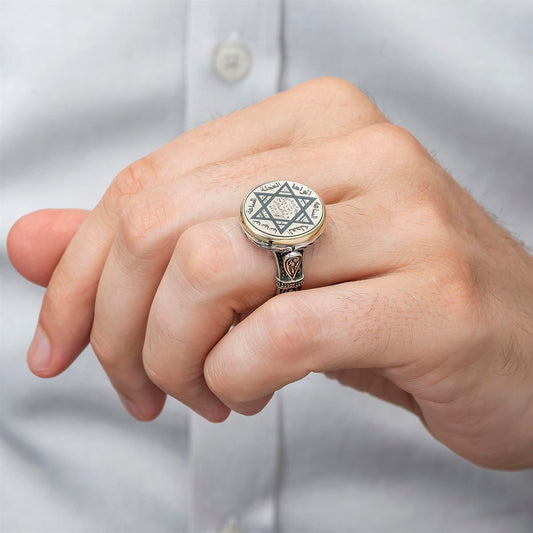 Mührü Süleyman İşlemeli 925 Ayar Gümüş Yüzük