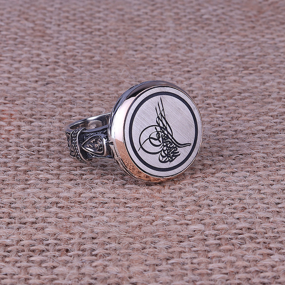 Osmanlı Tuğrası İşlemeli 925 Ayar Gümüş Yüzük