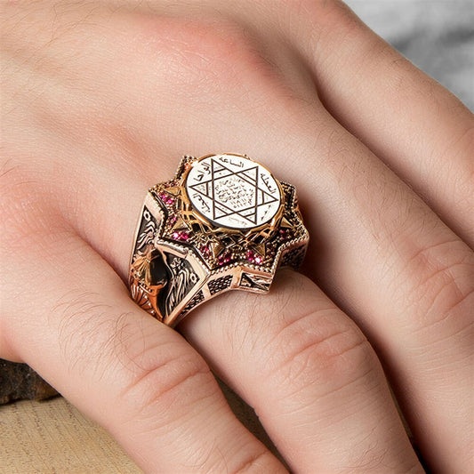 Sultan Serisi Gravür Bezeme Davut Peygamber As Gümüş Erkek Yüzük