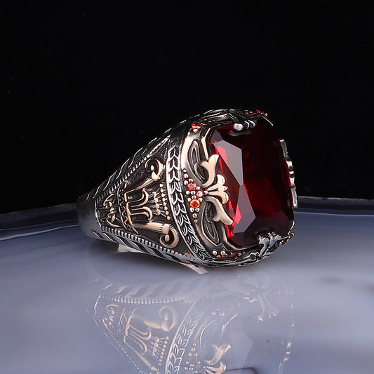 Kırmızı Zirkon Taşlı 925 Ayar Gümüş Yüzük