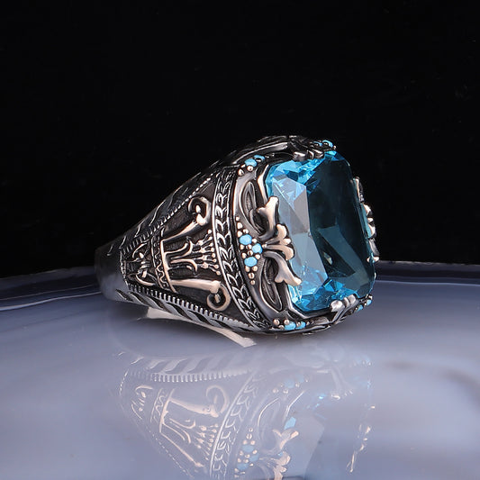 Aqua Taşlı 925 Ayar Gümüş Yüzük