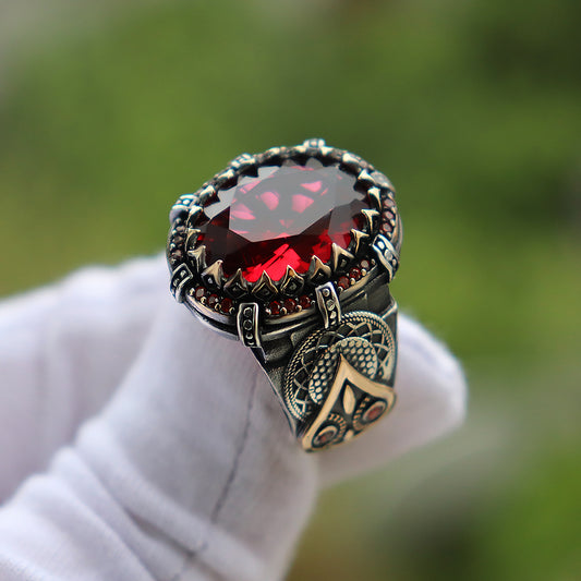 Kırmızı Zirkon Taşlı 925 Ayar Gümüş Yüzük