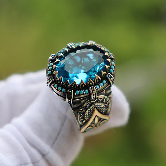 Aqua Taşlı 925 Ayar Gümüş Yüzük