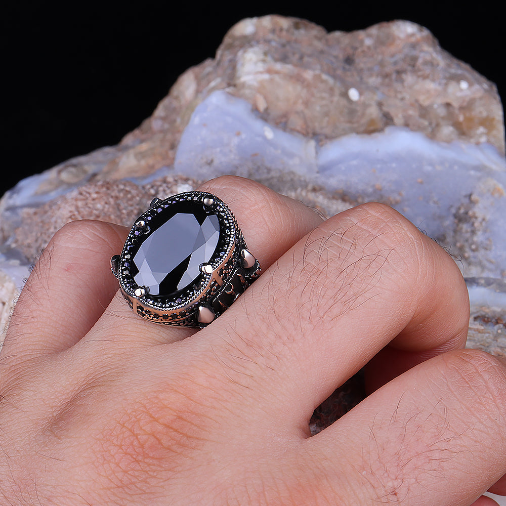 Zirkon Taşlı 925 Ayar Gümüş Erkek Yüzük