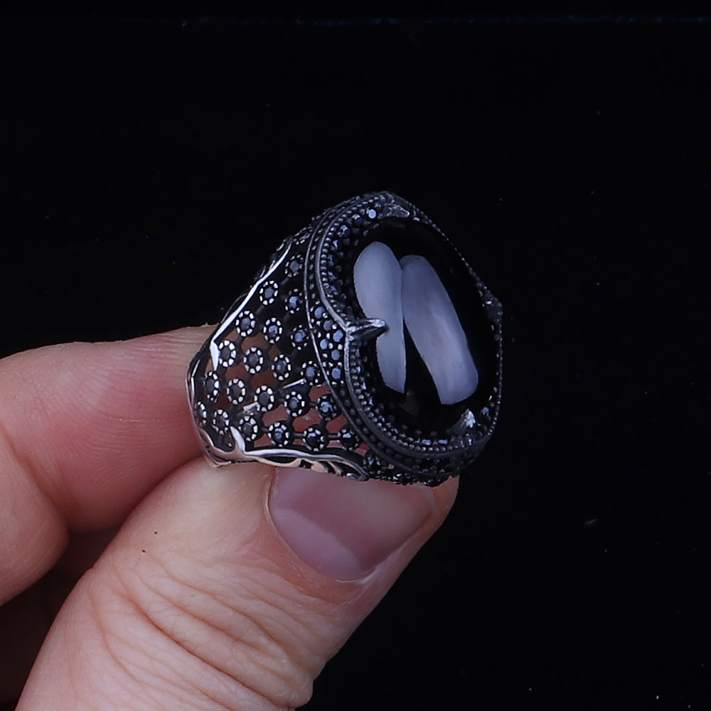 Zirkon Taşlı 925 Ayar Gümüş Erkek Yüzük