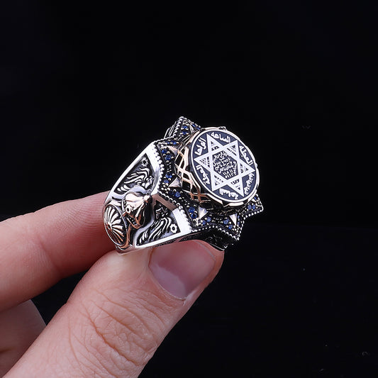 Sultan Serisi Gravür Bezeme Mührü Süleyman İşlemeli Gümüş Erkek Yüzük