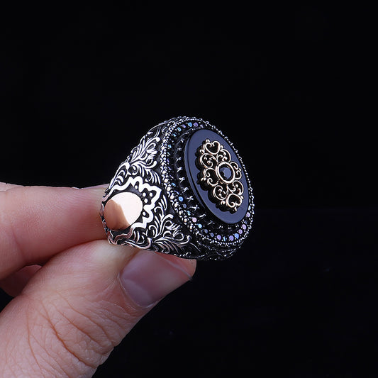 Oniks Taşlı 925 Ayar Gümüş Erkek Yüzük