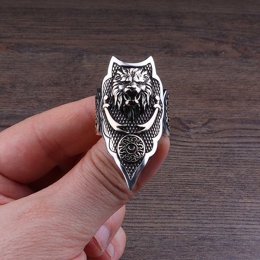 Aslan İşlemeli Ayarlanabilir Zihgir Yüzüğü