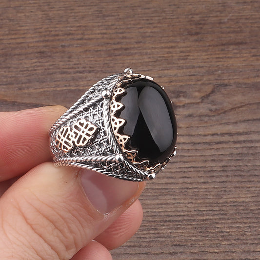 Oniks Taşlı 925 Ayar Erkek Gümüş Yüzük