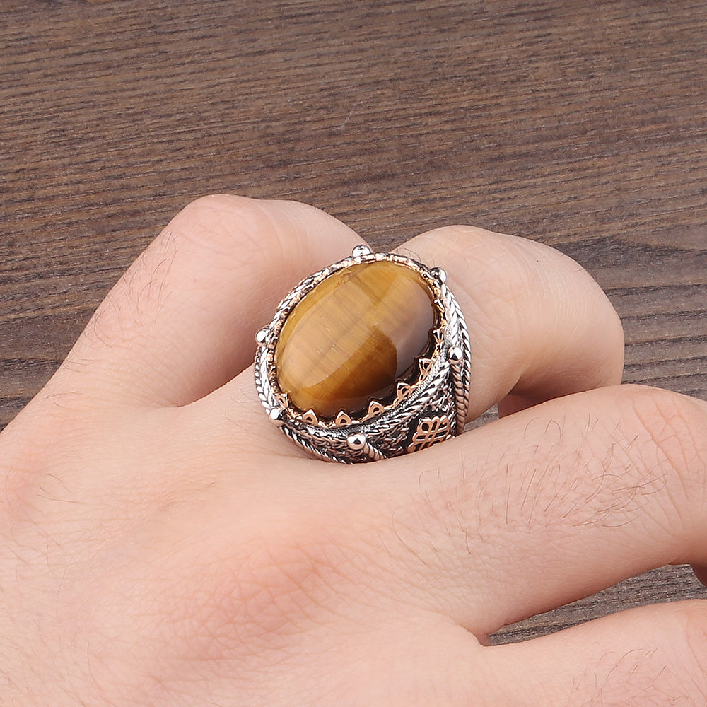 Kaplangözü Taşlı 925 Ayar Erkek Gümüş Yüzük