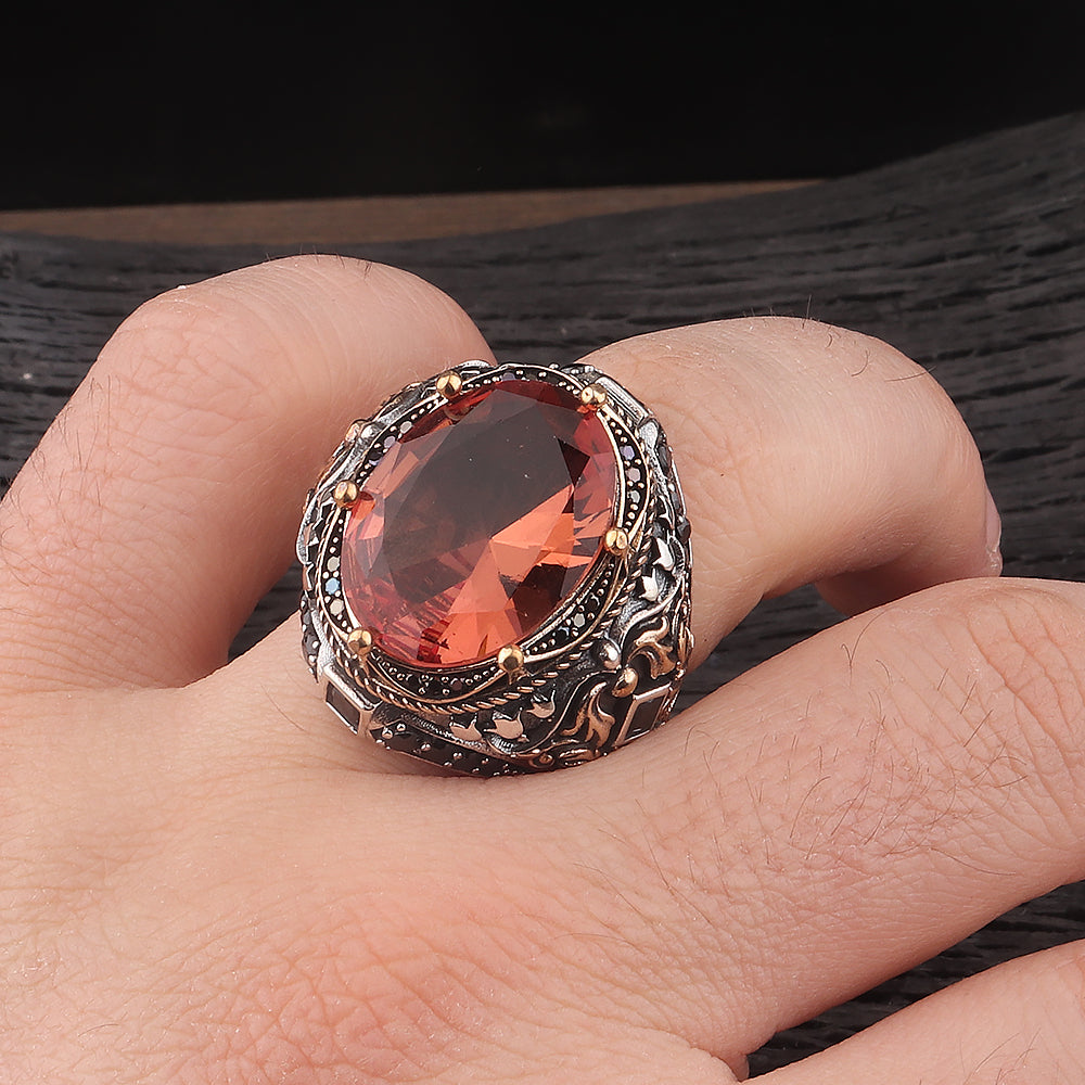 Fetih Serisi Zultanit Taşlı 925 Ayar Erkek Gümüş Yüzük