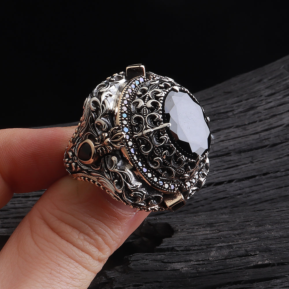 İslam Usta Saltanat Serisi Zirkon Taşlı 925 Ayar Gümüş Yüzük