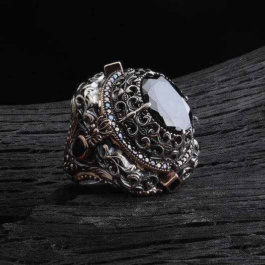 İslam Usta Saltanat Serisi Zirkon Taşlı 925 Ayar Gümüş Yüzük