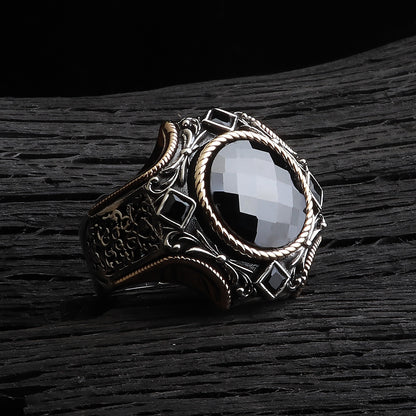 Göktuğ Serisi Siyah Zirkon Taşlı 925 Ayar Gümüş Yüzük