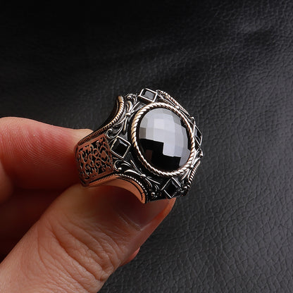 Göktuğ Serisi Siyah Zirkon Taşlı 925 Ayar Gümüş Yüzük