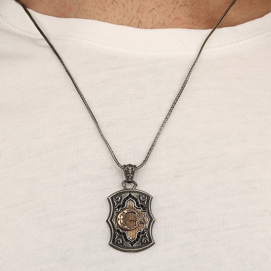Ayyıldız Model 925 Ayar Gümüş Erkek Kolye