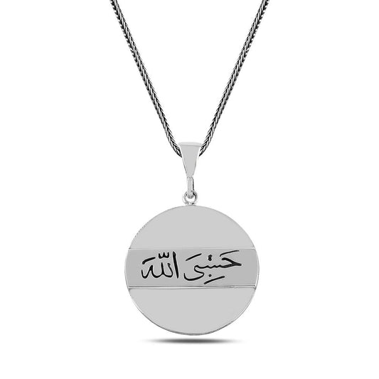 Hasbiyallah Yazılı 925 Ayar Gümüş Kolye