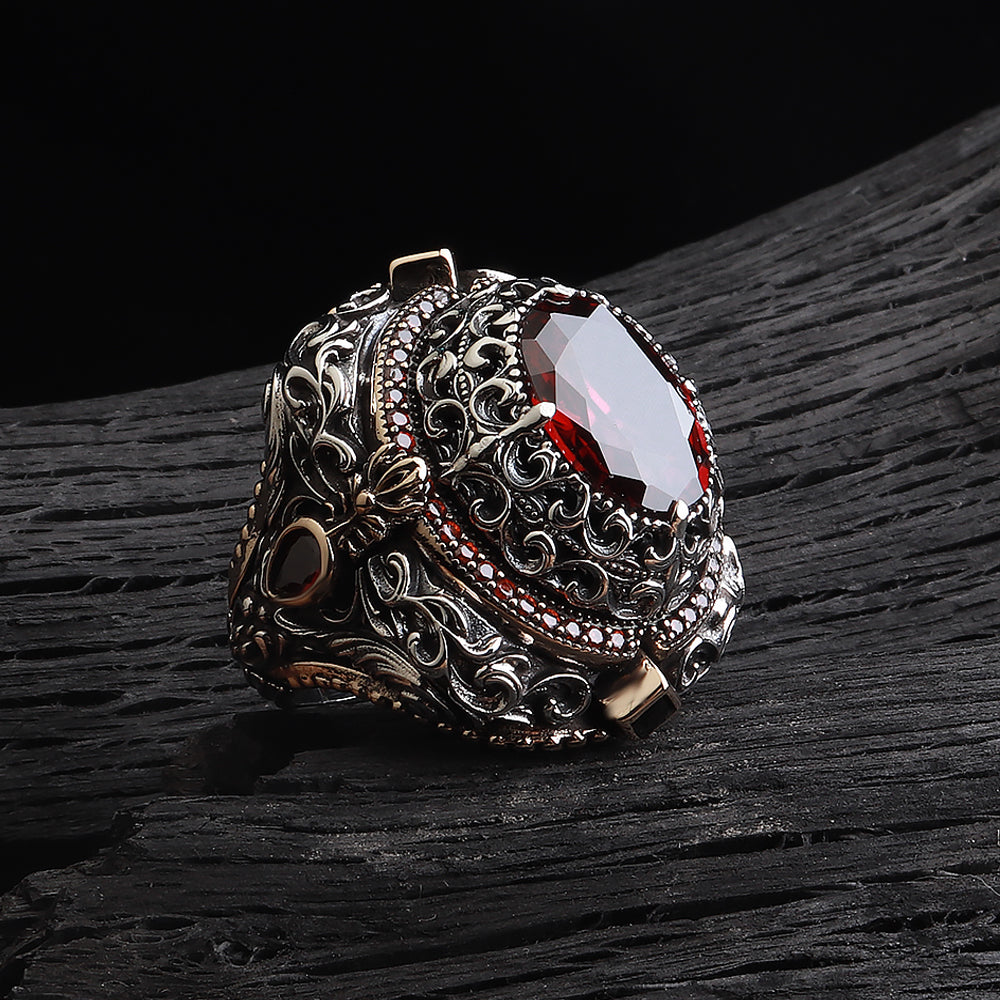 kırmızı taşlı yüzük