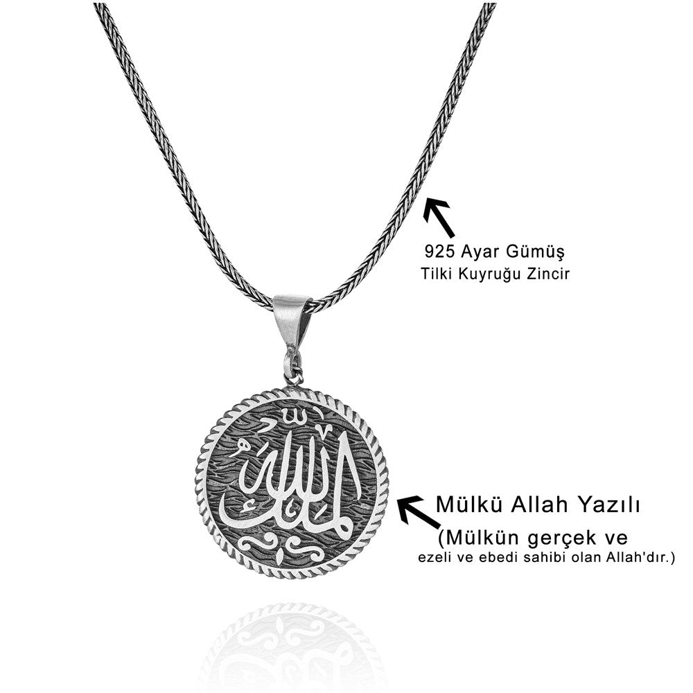 Mülk Allah'ındır ( Mülkü Allah ) Yazılı 925 Ayar Gümüş Kolye