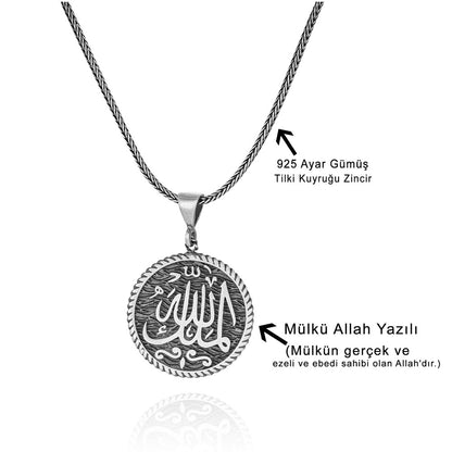Mülk Allah'ındır ( Mülkü Allah ) Yazılı 925 Ayar Gümüş Kolye