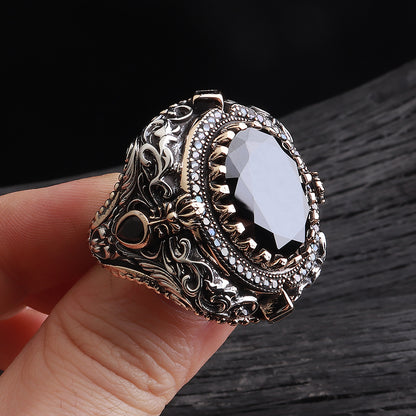 Siyah Taşlı Erkek Yüzük