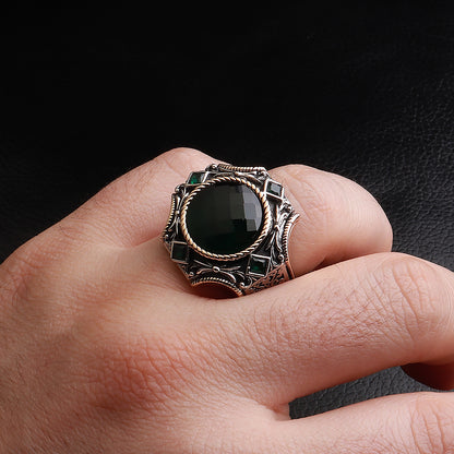 Göktuğ Serisi Yeşil Zirkon Taşlı 925 Ayar Gümüş Yüzük